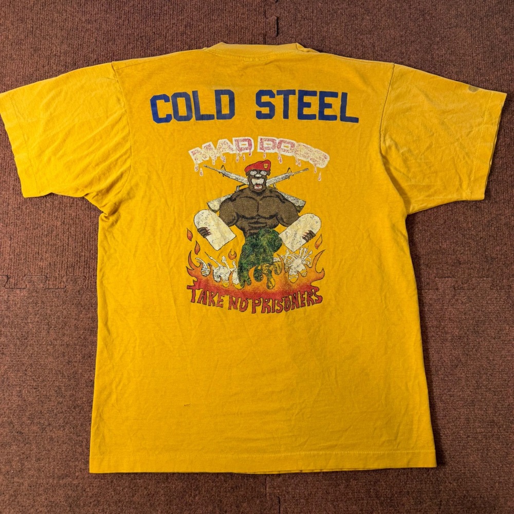Vintage 80s Screen Stars Cold Steel Mad Dog Alpha 2nd BN 30th FA T-Shirt Large